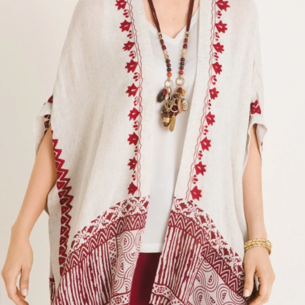 MIXED-PRINT RUANA WRAP - Picture 3 of 6